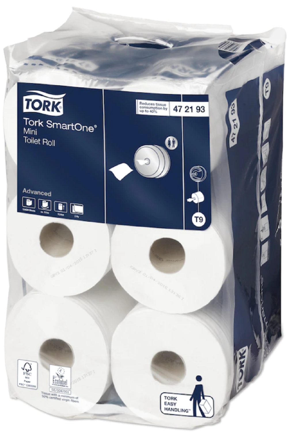 Tork SmartOne Mini Toilet Roll 2ply Whte